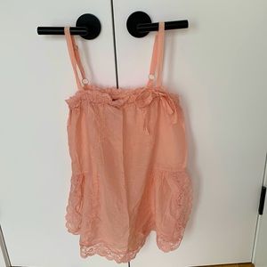 🦄 Sophie & Me coral top with lace trim